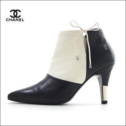 CHANEL シャネル モノトーン バイカラー ブーティー 34