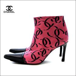 CHANEL シャネル CC柄 ショートブーツ 35.5 ピンク