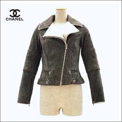 CHANEL シャネル ラムレザー ヌバック ライダースジャケット