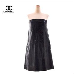 CHANEL シャネル ラムレザー ベアトップ ドレス