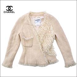 CHANEL シャネル チュール飾り ツイード ジャケット