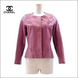 CHANEL シャネル ノーカラー ラムレザー ジャケット