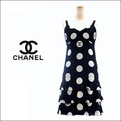 CHANEL シャネル CC 水玉 リトルブラックドレス ワンピース