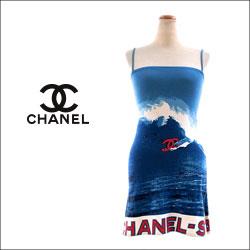 CHANELシャネル サーフライン ノースリーブ ワンピース