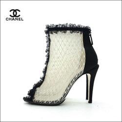 CHANEL シャネル モノトーンレース フリル ブーティー