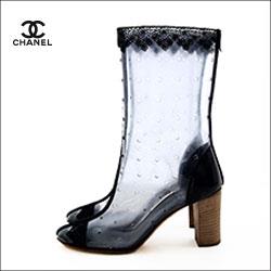 CHANEL シャネル レース装飾 クリアショートブーツ