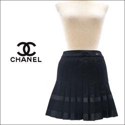 CHANEL シャネル プリーツ スカート サテントリミング