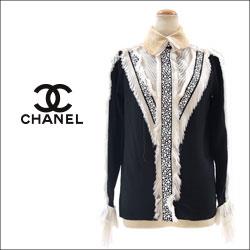 CHANEL シャネル サテン シフォンミックス ブラウス