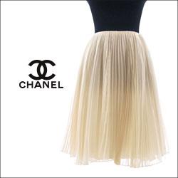 「CHANEL｣ シャネル アイボリー シフォンプリーツ スカート