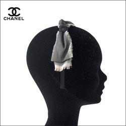 CHANEL シャネル グレー ビッグリボン カチューシャ