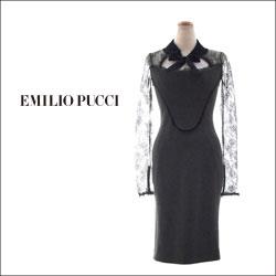 EMILIO PUCCI ペプラム切り替 レース ドレス ワンピース