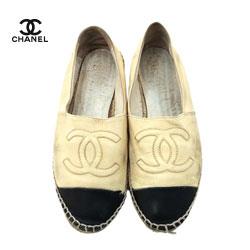 CHANEL シャネル レザー エスパドリーユ フラットシューズ