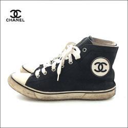 CHANEL シャネル ハイカット スニーカー モノトーン