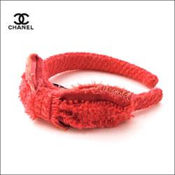 CHANEL シャネル ビッグリボン付 ツイード カチューシャ