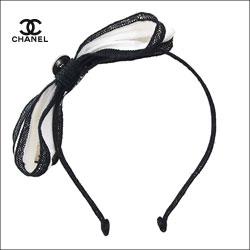 CHANEL シャネル リボン付 バイカラー カチューシャ