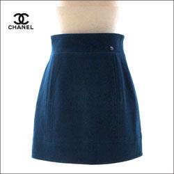 CHANEL シャネル ACT2 ブルーグリーン ウールスカート