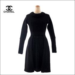 CHANEL シャネル ライオンボタン ベルト付き ニット ドレス