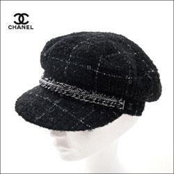 CHANEL シャネル 2013 チェーン付 ツイードキャスケット