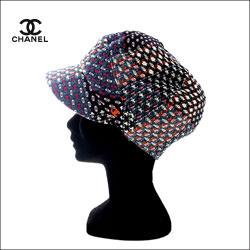 CHANEL  2015年 ブルー総柄ミックス キャスケット 帽子