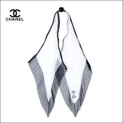 CHANEL シャネル シルク カメリア付き プリーツストール