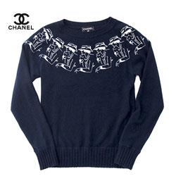 CHANEL シャネル ココマドモアゼル柄 カシミヤニット ネイビー