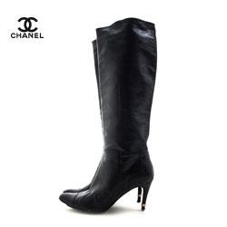 定番 CHANEL シャネル レザー ロングブーツ 38